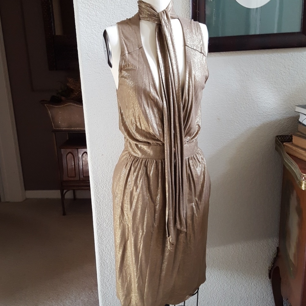 Laundry Slinky Liquid Matte Gold Dress